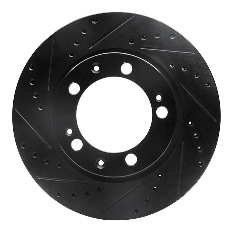 633-02009D Drilled/Slotted Brake Rotor [Black], 1986-1991 Porsche, Position: Right Front
