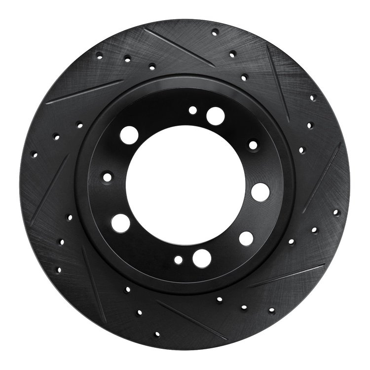 633-02020R Drilled/Slotted Brake Rotor [Black], 1986-1995 Porsche, Position: Rear Right