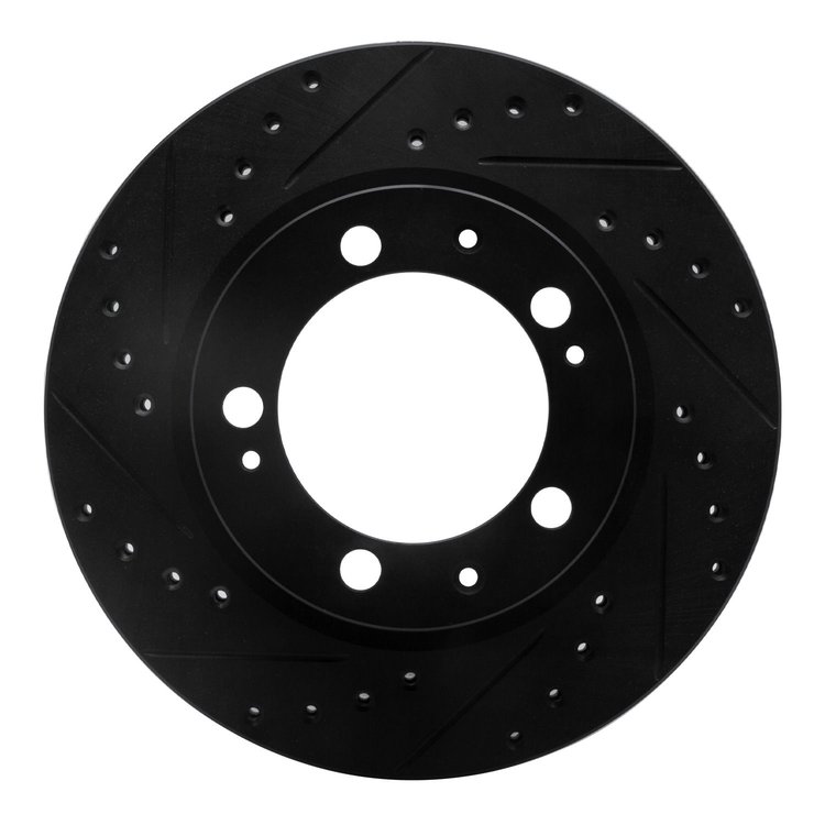 633-02023L Drilled/Slotted Brake Rotor [Black], 1989-1997 Porsche, Position: Front Left