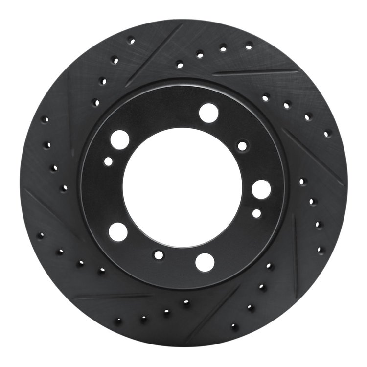633-02029L Drilled/Slotted Brake Rotor [Black], 1997-2004 Porsche, Position: Rear Left