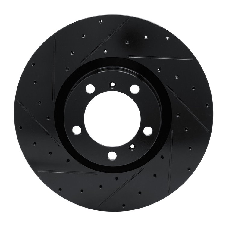 633-02084D Drilled/Slotted Brake Rotor [Black], Fits Select Multiple Makes/Models, Position: Left Front