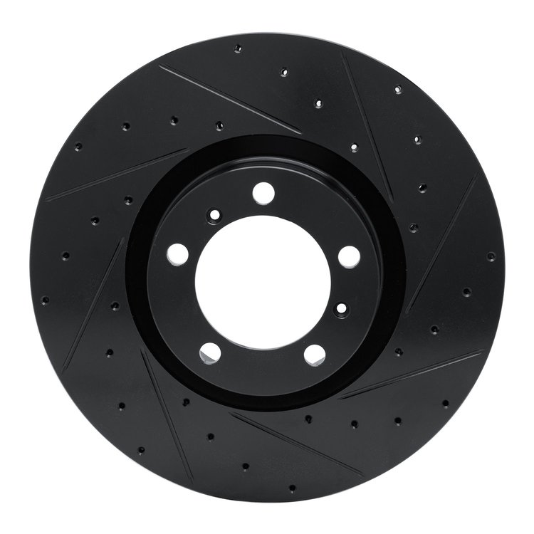 633-02085D Drilled/Slotted Brake Rotor [Black], Fits Select Multiple Makes/Models, Position: Right Front