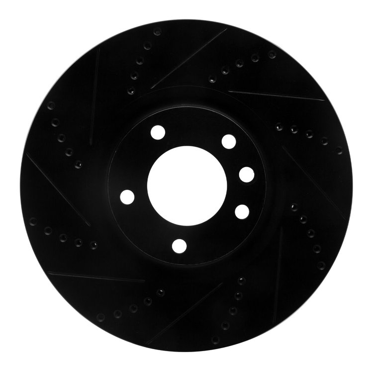 633-02092L Drilled/Slotted Brake Rotor [Black], 2008-2009 Multiple Makes/Models, Position: Front Left