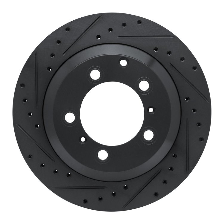 633-02130L Drilled/Slotted Brake Rotor [Black], 2019-2021 Porsche, Position: Rear Left