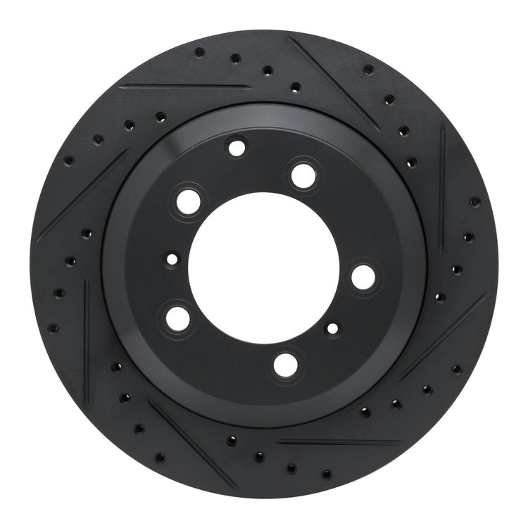 633-02130R Drilled/Slotted Brake Rotor [Black], 2019-2021 Porsche, Position: Rear Right