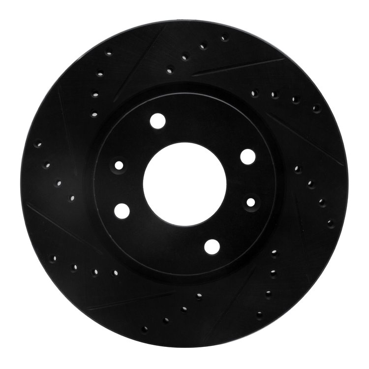 633-03000L Drilled/Slotted Brake Rotor [Black], 2002-2006 Kia/Hyundai/Genesis, Position: Front Left