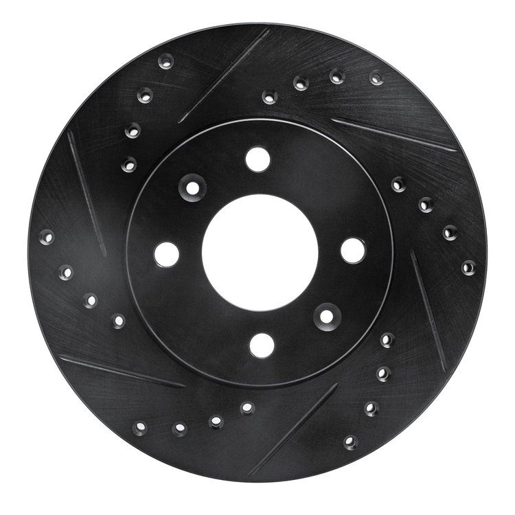 633-03001L Drilled/Slotted Brake Rotor [Black], 2006-2012 Multiple Makes/Models, Position: Front Left