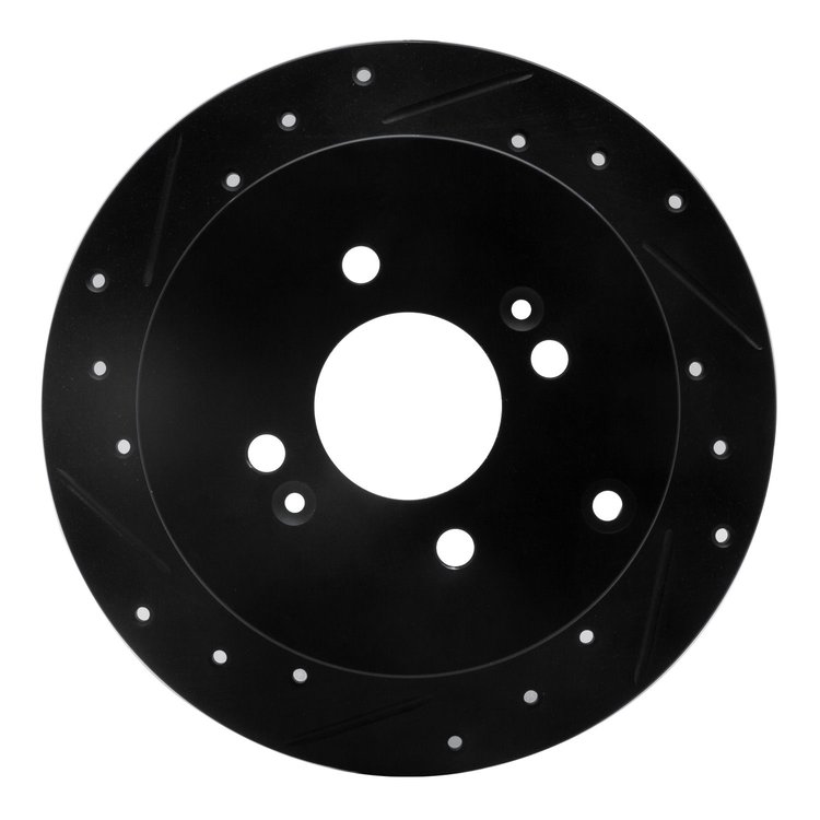 633-03002L Drilled/Slotted Brake Rotor [Black], 2006-2012 Multiple Makes/Models, Position: Rear Left