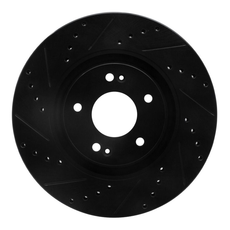 633-03003L Drilled/Slotted Brake Rotor [Black], Fits Select Kia/Hyundai/Genesis, Position: Front Left