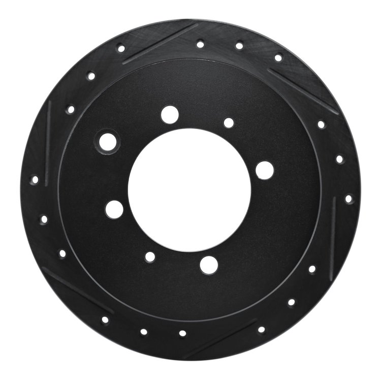 633-03006L Drilled/Slotted Brake Rotor [Black], 1991-1993 Kia/Hyundai/Genesis, Position: Rear Left