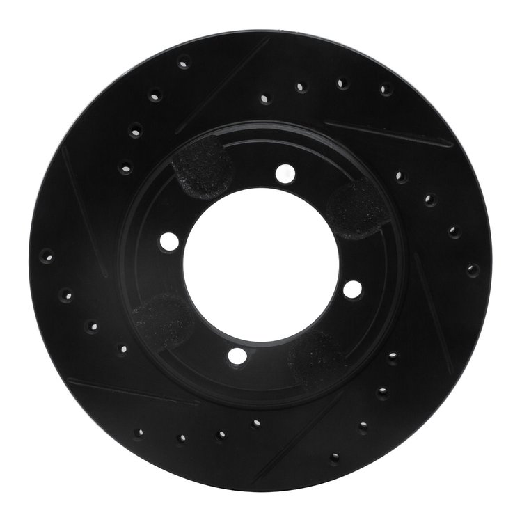 633-03007L Drilled/Slotted Brake Rotor [Black], 1992-1998 Kia/Hyundai/Genesis, Position: Front Left