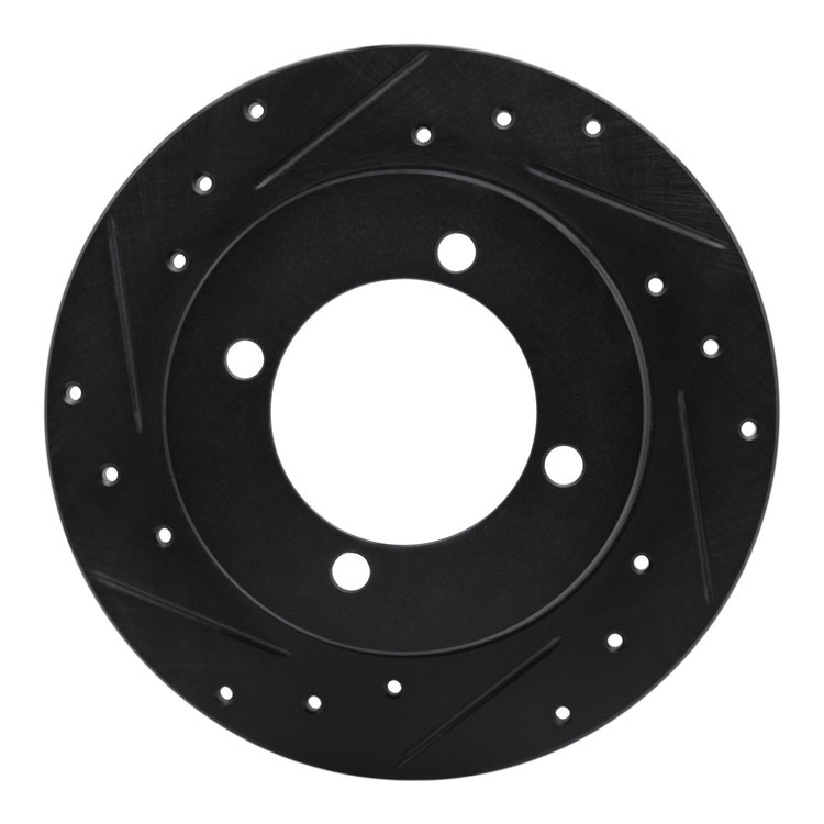 633-03008L Drilled/Slotted Brake Rotor [Black], 1994-1996 Kia/Hyundai/Genesis, Position: Rear Left