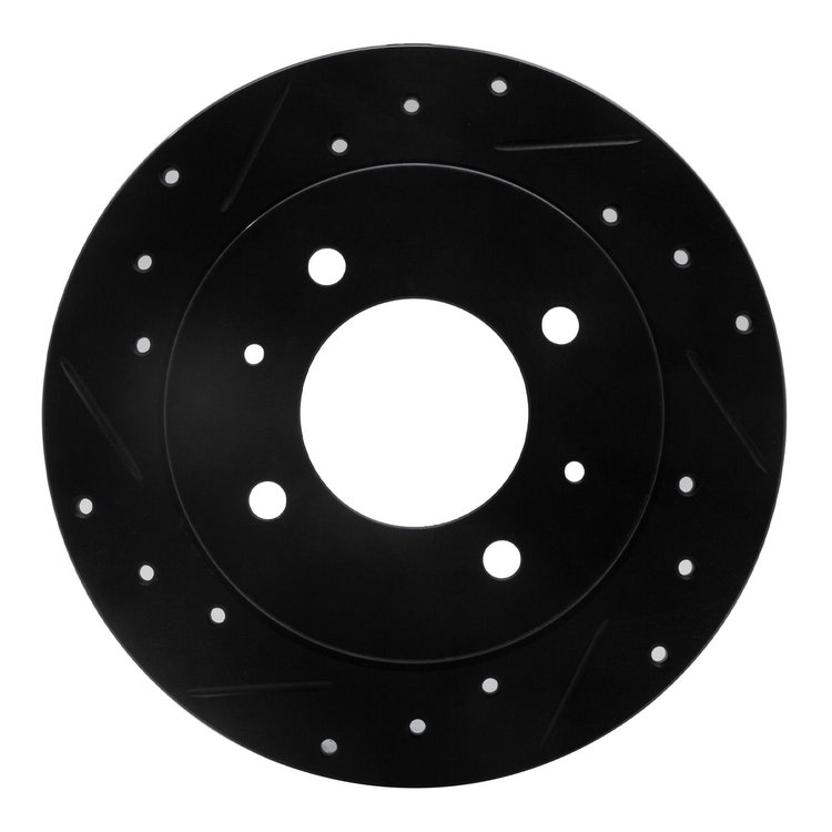 633-03010L Drilled/Slotted Brake Rotor [Black], 1997-2006 Kia/Hyundai/Genesis, Position: Rear Left