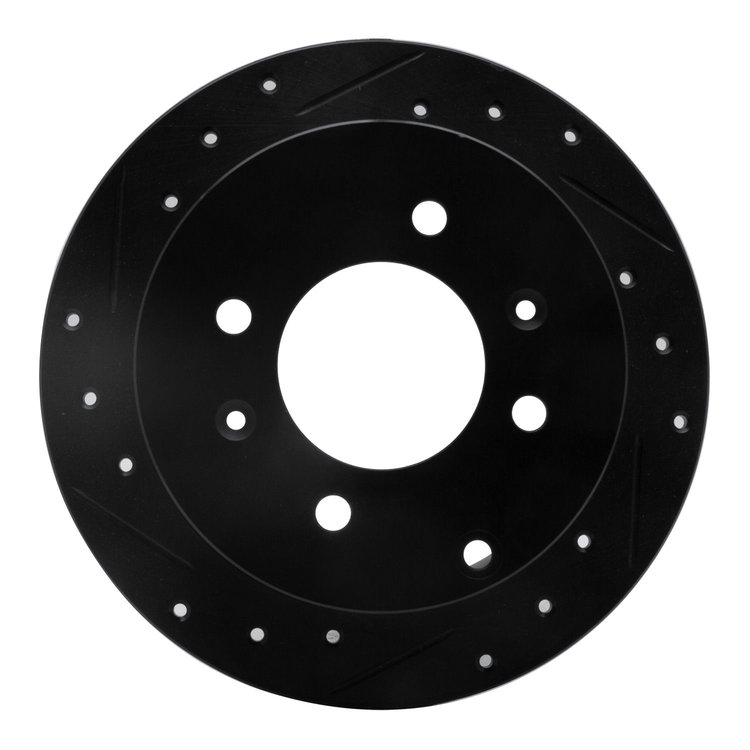 633-03011L Drilled/Slotted Brake Rotor [Black], 1999-2006 Kia/Hyundai/Genesis, Position: Rear Left