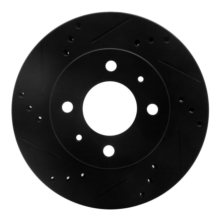 633-03012L Drilled/Slotted Brake Rotor [Black], 2000-2002 Kia/Hyundai/Genesis, Position: Front Left