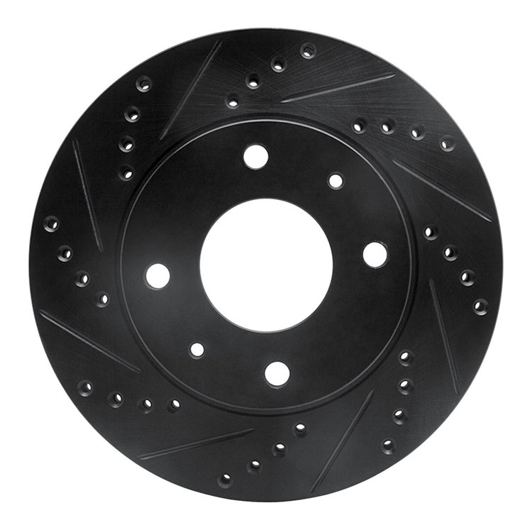 633-03015L Drilled/Slotted Brake Rotor [Black], 2001-2003 Kia/Hyundai/Genesis, Position: Front Left