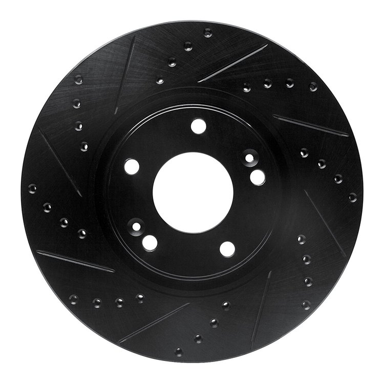 633-03019L Drilled/Slotted Brake Rotor [Black], 2004-2011 Kia/Hyundai/Genesis, Position: Front Left