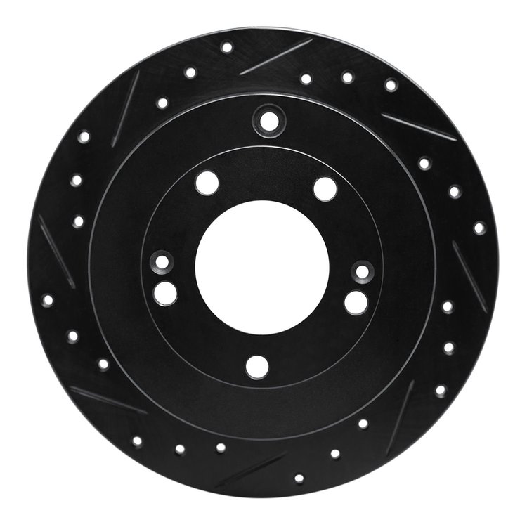 633-03022L Drilled/Slotted Brake Rotor [Black], 2006-2009 Kia/Hyundai/Genesis, Position: Rear Left