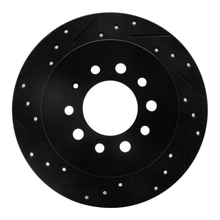 633-03025L Drilled/Slotted Brake Rotor [Black], 2007-2008 Kia/Hyundai/Genesis, Position: Rear Left