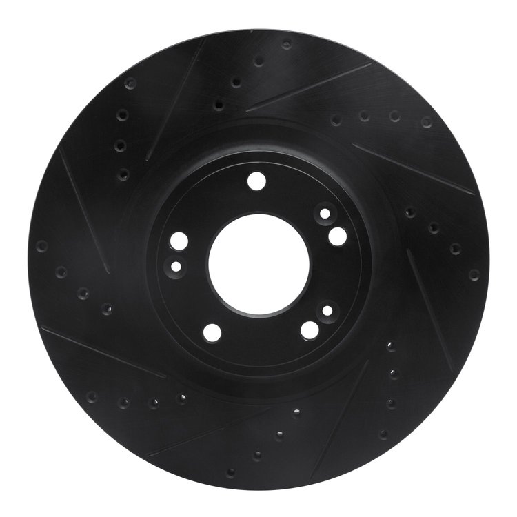 633-03028L Drilled/Slotted Brake Rotor [Black], 2009-2014 Kia/Hyundai/Genesis, Position: Front Left