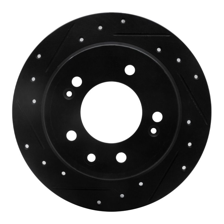 633-03029L Drilled/Slotted Brake Rotor [Black], 2009-2016 Kia/Hyundai/Genesis, Position: Rear Left