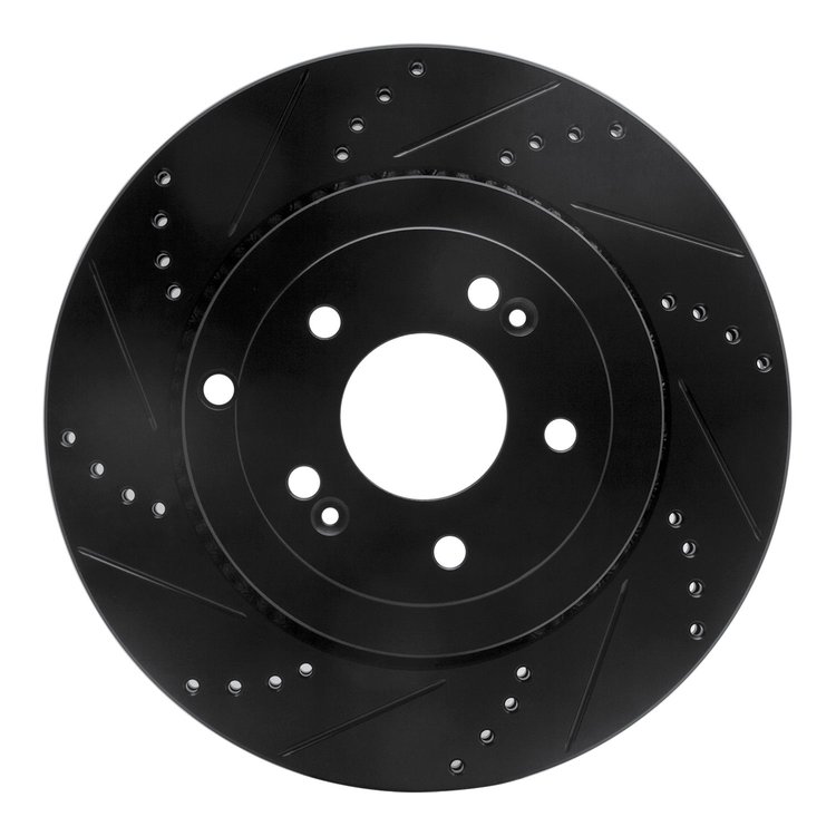 633-03031L Drilled/Slotted Brake Rotor [Black], 2010-2016 Kia/Hyundai/Genesis, Position: Rear Left