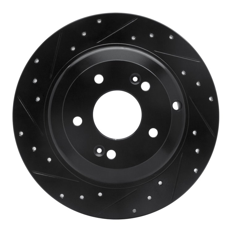 633-03033L Drilled/Slotted Brake Rotor [Black], 2010-2016 Kia/Hyundai/Genesis, Position: Rear Left