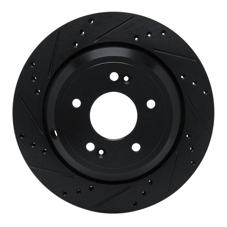 633-03035L Drilled/Slotted Brake Rotor [Black], 2011-2017 Kia/Hyundai/Genesis, Position: Rear Left