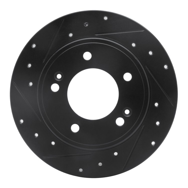 633-03037L Drilled/Slotted Brake Rotor [Black], Fits Select Kia/Hyundai/Genesis, Position: Rear Left