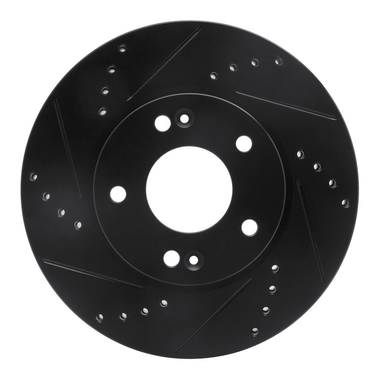 633-03038L Drilled/Slotted Brake Rotor [Black], Fits Select Kia/Hyundai/Genesis, Position: Front Left