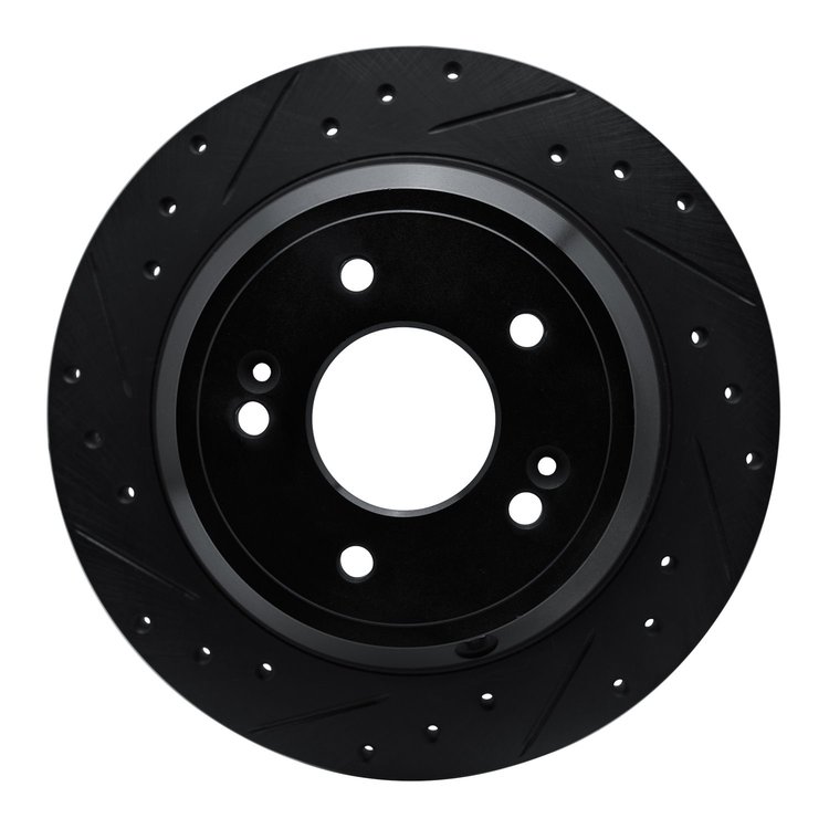 633-03039L Drilled/Slotted Brake Rotor [Black], 2009-2020 Kia/Hyundai/Genesis, Position: Rear Left