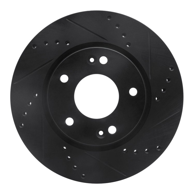 633-03043R Drilled/Slotted Brake Rotor [Black], 2001-2005 Kia/Hyundai/Genesis, Position: Front Right