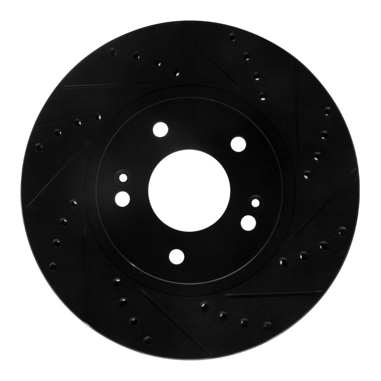 633-03045R Drilled/Slotted Brake Rotor [Black], 2001-2006 Kia/Hyundai/Genesis, Position: Front Right