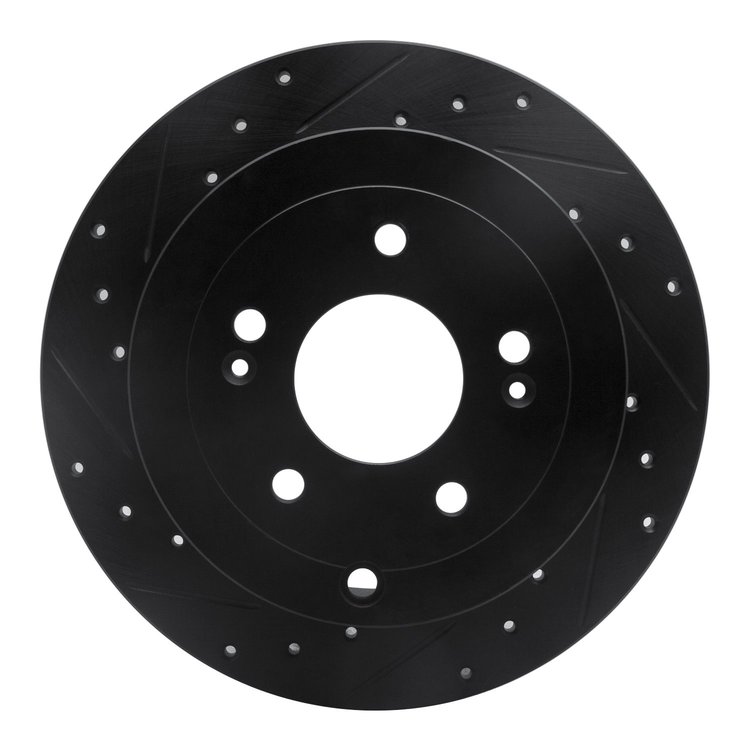 633-03046L Drilled/Slotted Brake Rotor [Black], 2007-2009 Kia/Hyundai/Genesis, Position: Rear Left