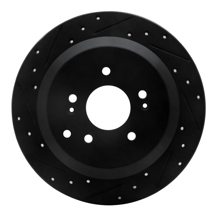 633-03048L Drilled/Slotted Brake Rotor [Black], 2007-2012 Kia/Hyundai/Genesis, Position: Rear Left