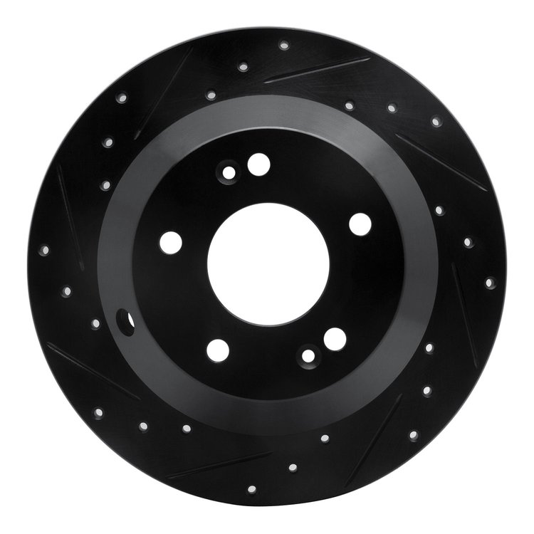 633-03050L Drilled/Slotted Brake Rotor [Black], 2010-2021 Kia/Hyundai/Genesis, Position: Rear Left