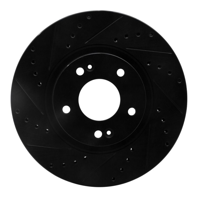633-03051L Drilled/Slotted Brake Rotor [Black], 2010-2013 Kia/Hyundai/Genesis, Position: Front Left