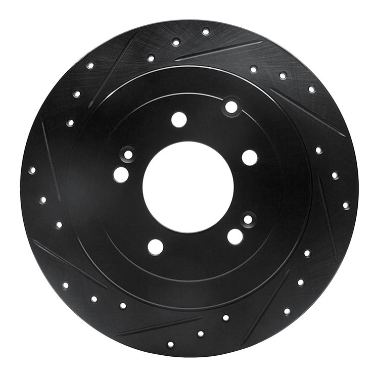 633-03052L Drilled/Slotted Brake Rotor [Black], Fits Select Kia/Hyundai/Genesis, Position: Rear Left