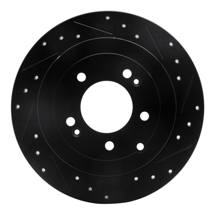 633-03052R Drilled/Slotted Brake Rotor [Black], Fits Select Kia/Hyundai/Genesis, Position: Rear Right