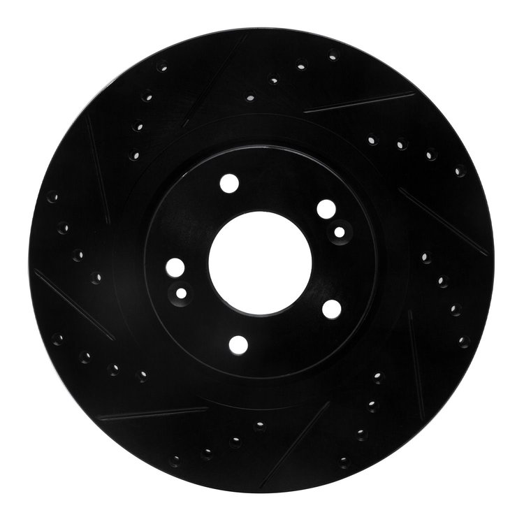 633-03053L Drilled/Slotted Brake Rotor [Black], 2013-2020 Kia/Hyundai/Genesis, Position: Front Left