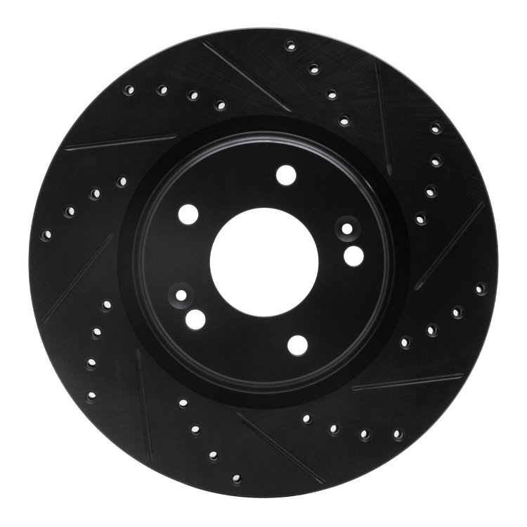 633-03054R Drilled/Slotted Brake Rotor [Black], Fits Select Kia/Hyundai/Genesis, Position: Front Right