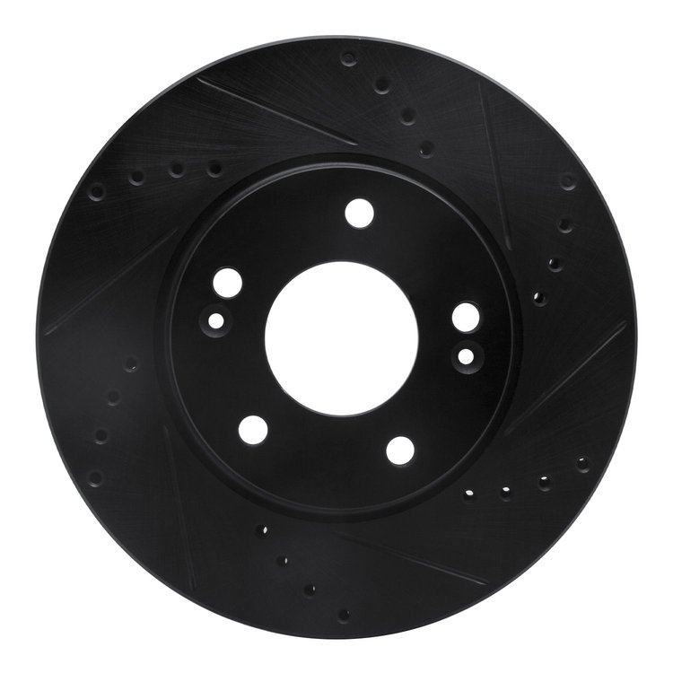 633-03055R Drilled/Slotted Brake Rotor [Black], Fits Select Kia/Hyundai/Genesis, Position: Front Right