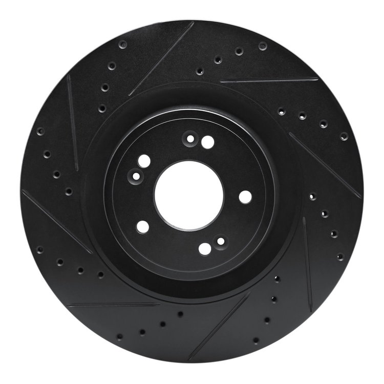 633-03057L Drilled/Slotted Brake Rotor [Black], 2018-2020 Kia/Hyundai/Genesis, Position: Front Left