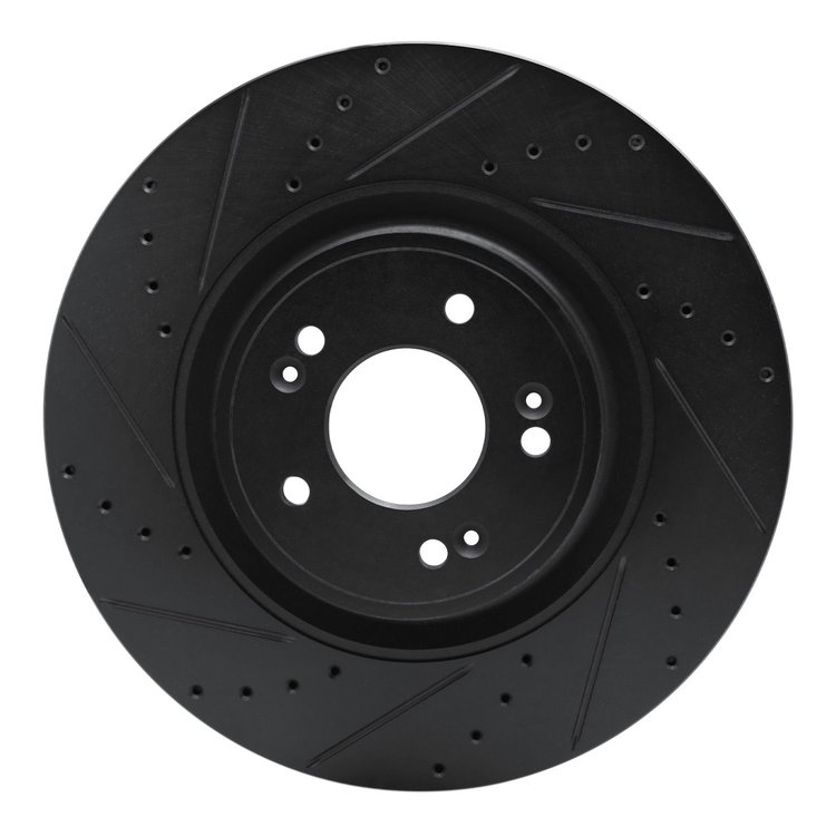 633-03058L Drilled/Slotted Brake Rotor [Black], 2018-2020 Kia/Hyundai/Genesis, Position: Front Left