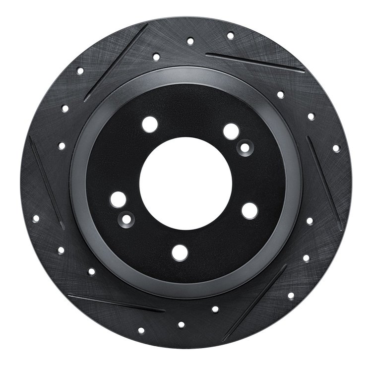 633-03059L Drilled/Slotted Brake Rotor [Black], Fits Select Kia/Hyundai/Genesis, Position: Rear Left