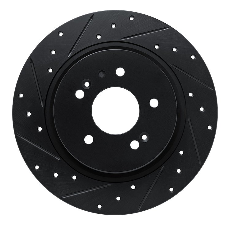 633-03060L Drilled/Slotted Brake Rotor [Black], Fits Select Kia/Hyundai/Genesis, Position: Rear Left