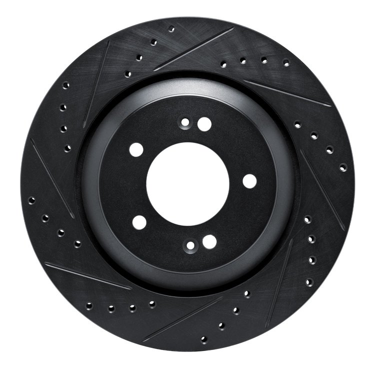 633-03062L Drilled/Slotted Brake Rotor [Black], Fits Select Kia/Hyundai/Genesis, Position: Rear Left