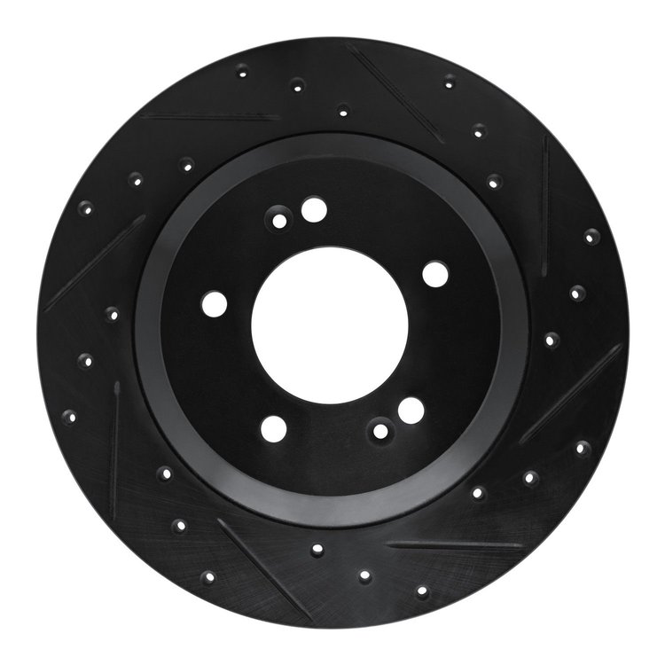 633-03065R Drilled/Slotted Brake Rotor [Black], Fits Select Kia/Hyundai/Genesis, Position: Rear Right