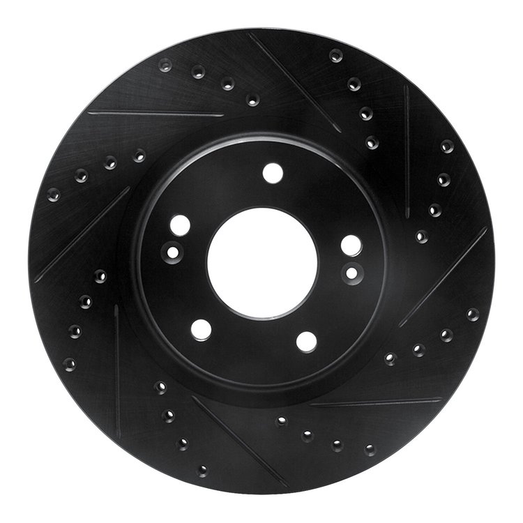 633-03066R Drilled/Slotted Brake Rotor [Black], Fits Select Kia/Hyundai/Genesis, Position: Front Right