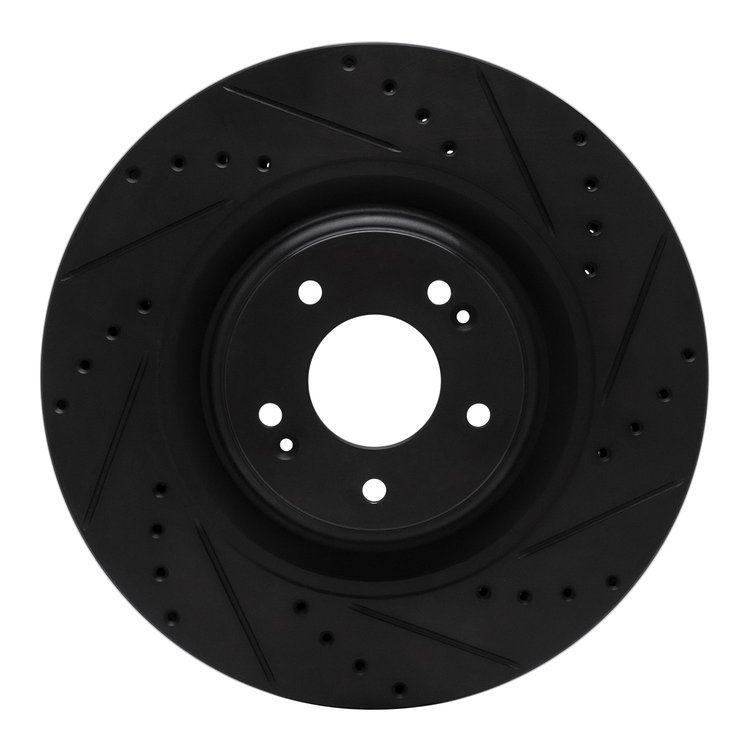 633-03070R Drilled/Slotted Brake Rotor [Black], Fits Select Kia/Hyundai/Genesis, Position: Front Right